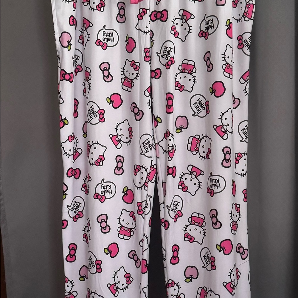 NWT! Sanrio Hello Kitty Lounge pants PJs Sleep pink white apples bows LRG & XL